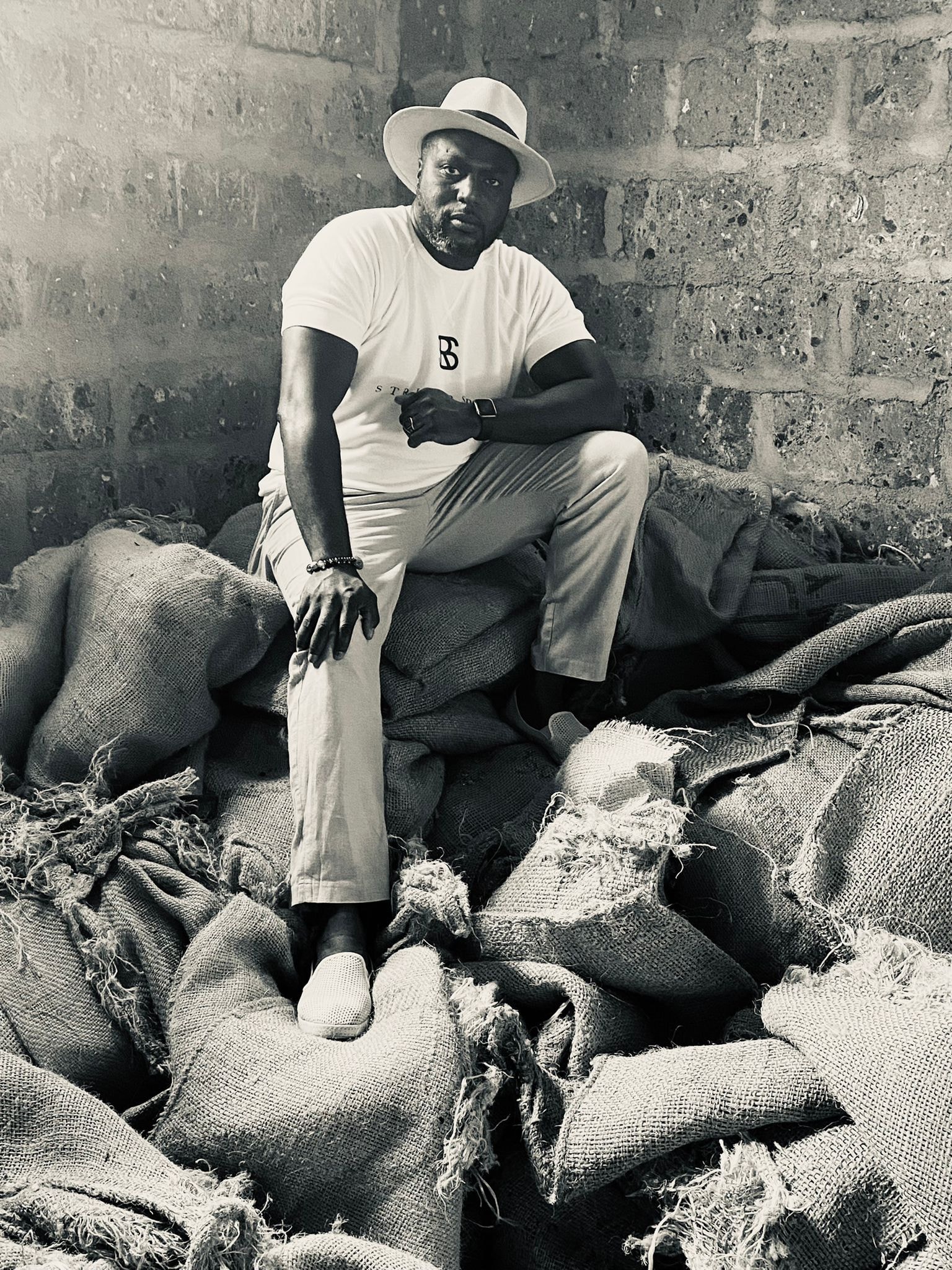 On the coffee farm — black & white