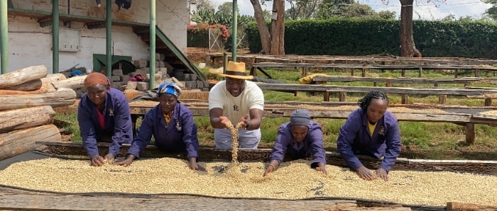 Tony Forte with coffee farm processing team